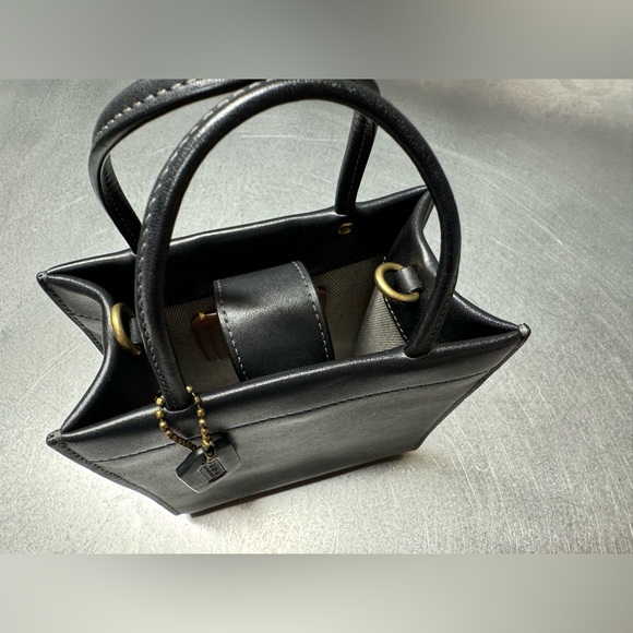 EUC Coach Cashin Mini Tote Crossbody Black Brass - Picture 10 of 14